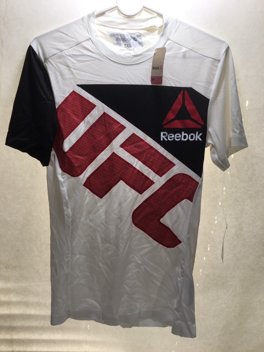 Women's Reebok UFC NWT NEW T Shirt Size 2XS Combat Athlete Jersey White Red Blk